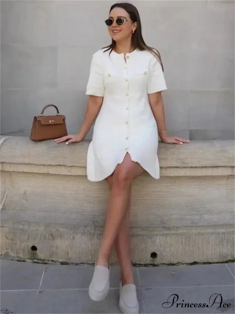 Ivory Knitted Pocket Mini Dress