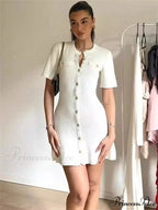 Ivory Knitted Pocket Mini Dress