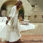Ivory Lace Brief Sleeve Bohemian Dress