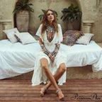 Ivory Lace Brief Sleeve Bohemian Dress