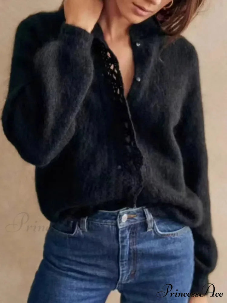 Ivory Lace Lapel Cardigan