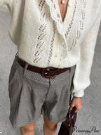 Ivory Lace Lapel Cardigan