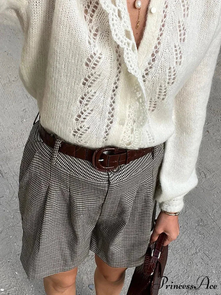 Ivory Lace Lapel Cardigan