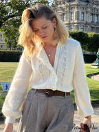 Ivory Lace Lapel Cardigan