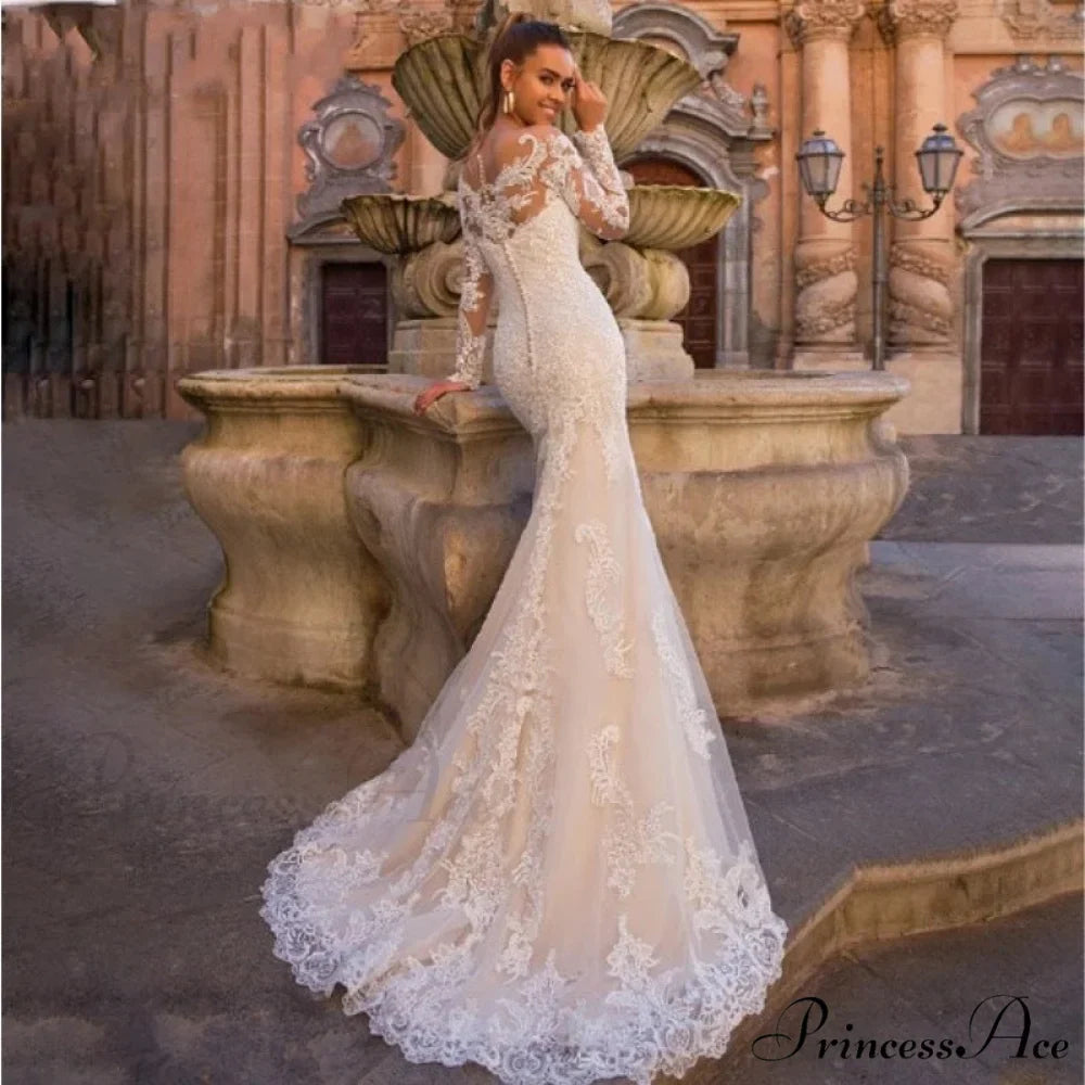 Ivory Lace Open-Back Bridal Gown