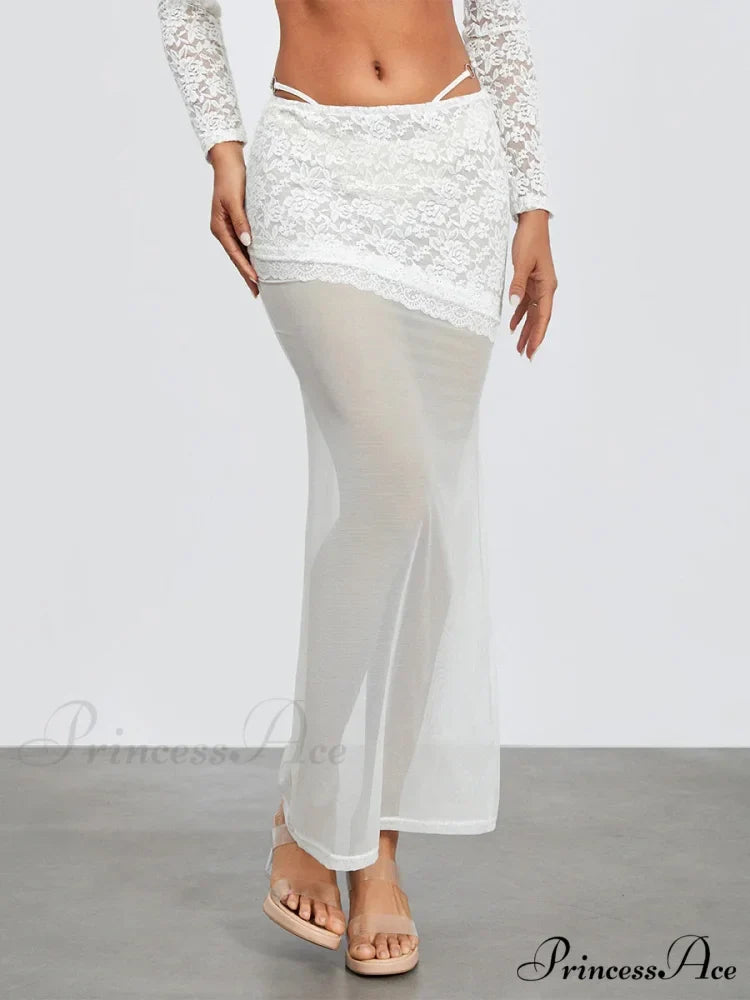 Ivory Lace Patchwork Cropped Shrug Blossom Skirt Set