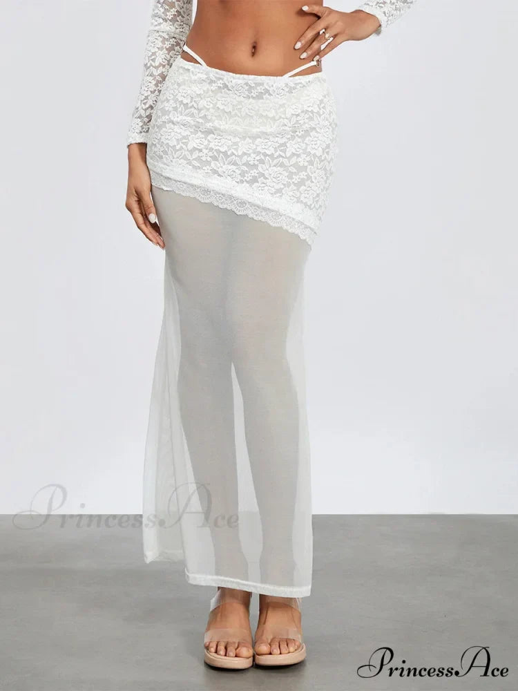 Ivory Lace Patchwork Cropped Shrug Blossom Skirt Set