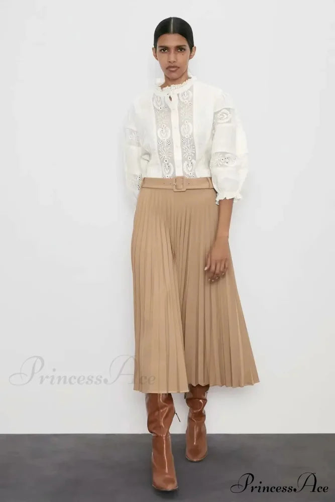 Ivory Lace Puff Sleeve Cotton Floral Embroidery Bohemian Top