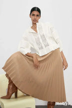 Ivory Lace Puff Sleeve Cotton Floral Embroidery Bohemian Top