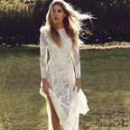 Ivory Lace Trimmed Form-Fitting Evening Bridal Gown