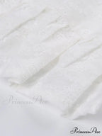 Jacquard Mesh Paneled Trendy White Mini Dress