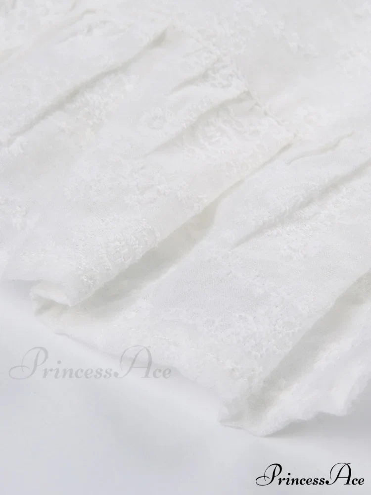 Jacquard Mesh Paneled Trendy White Mini Dress