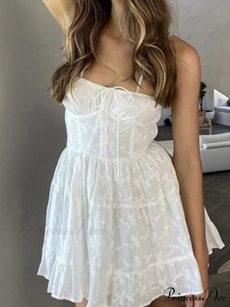 Jacquard Mesh Paneled Trendy White Mini Dress