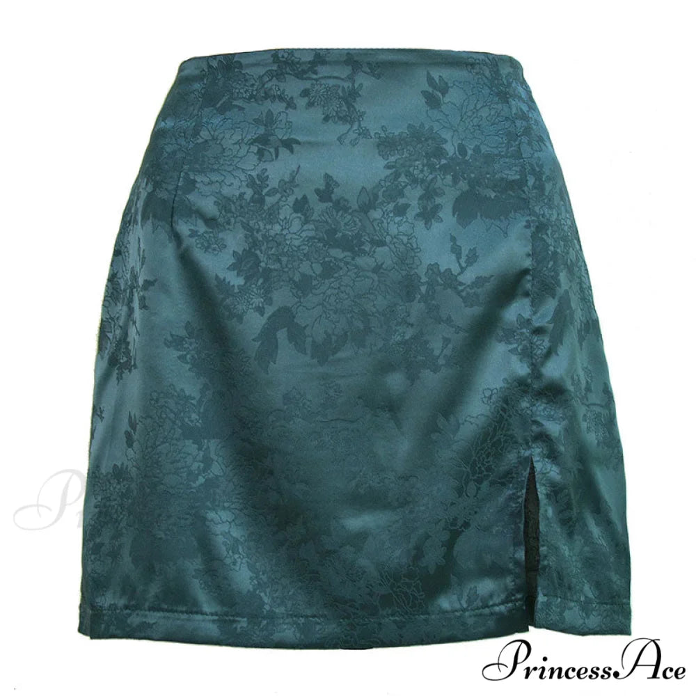 Jacquard Satin Skirt Sexy High Waist Mini Skirt