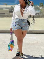 Jacquard Tie Front Trendy Ruffle Mini Dress