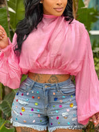 Jacquard Tie Front Trendy Ruffle Mini Dress