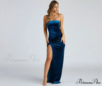 Janet Velvet High Charming Slit Formal Dress