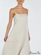 Jem Natural Stylish Linen Maxi Dress