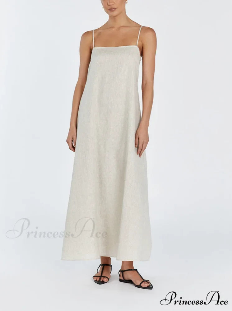 Jem Natural Stylish Linen Maxi Dress