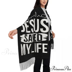 Jesus Saved My Life Warm Winter Christian Faith Shawl Wrap Scarf