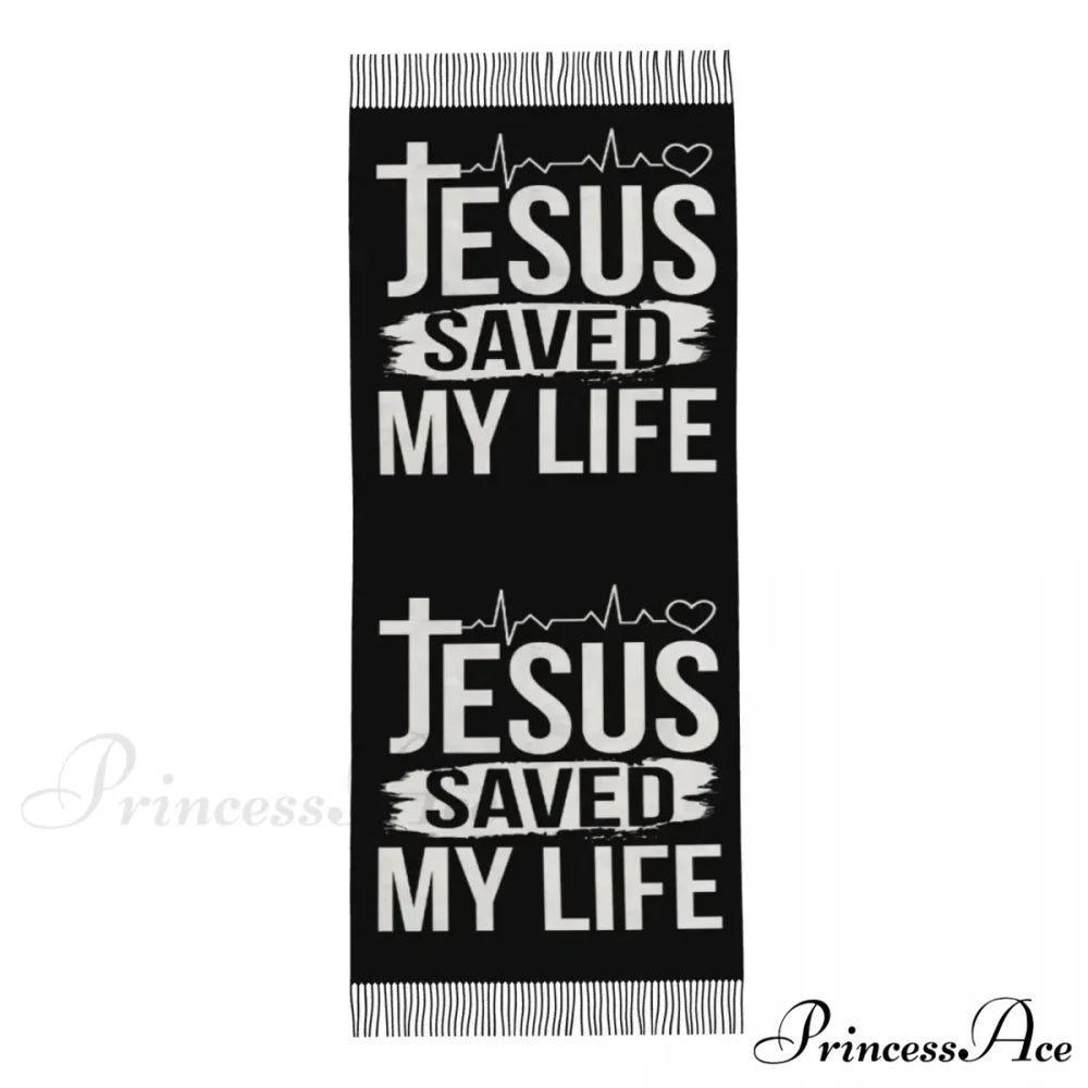 Jesus Saved My Life Warm Winter Christian Faith Shawl Wrap Scarf
