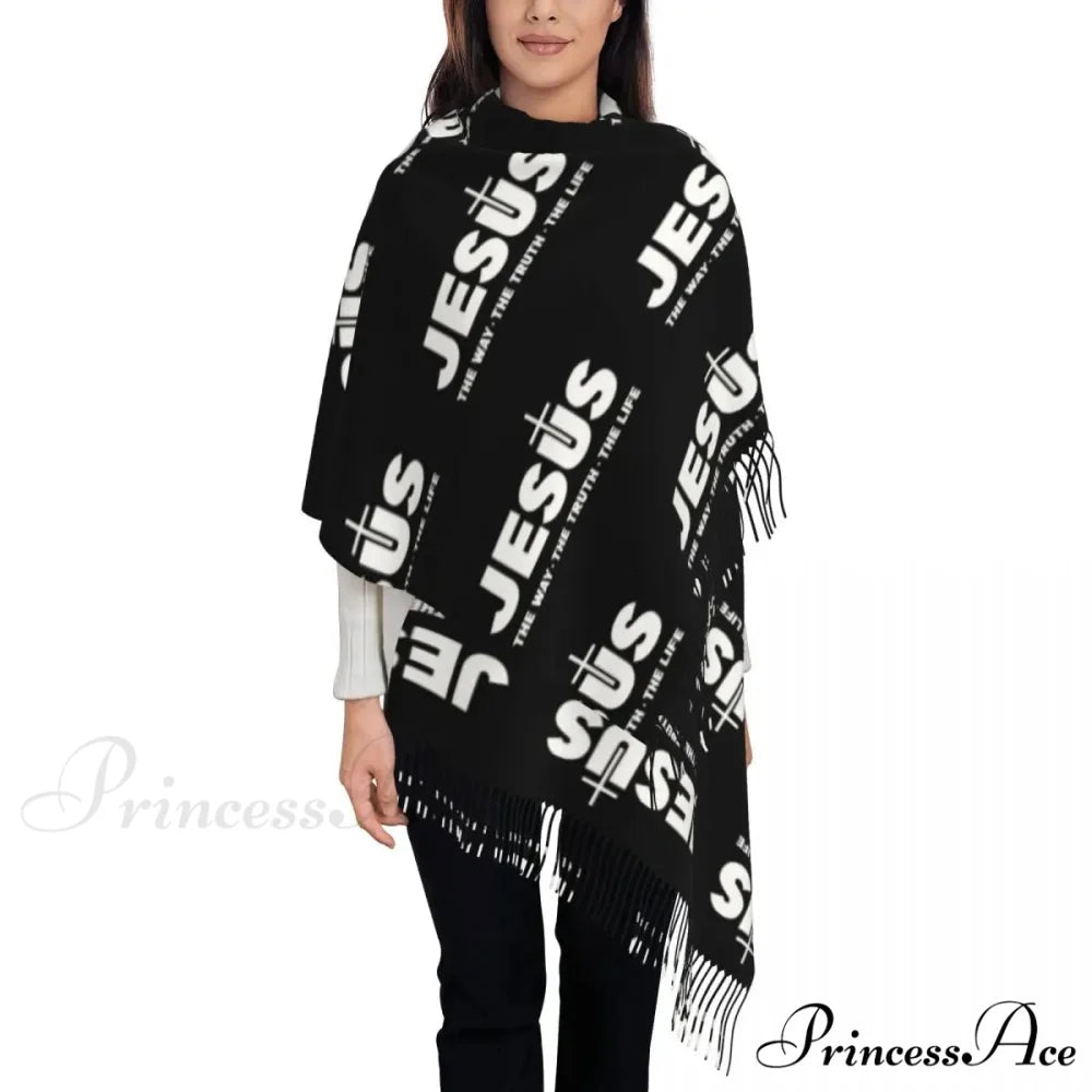 Jesus Saved My Life Warm Winter Christian Faith Shawl Wrap Scarf