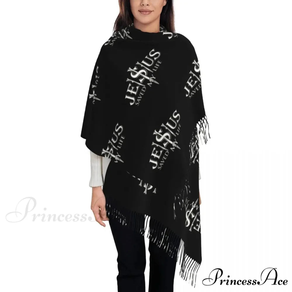 Jesus Saved My Life Warm Winter Christian Faith Shawl Wrap Scarf