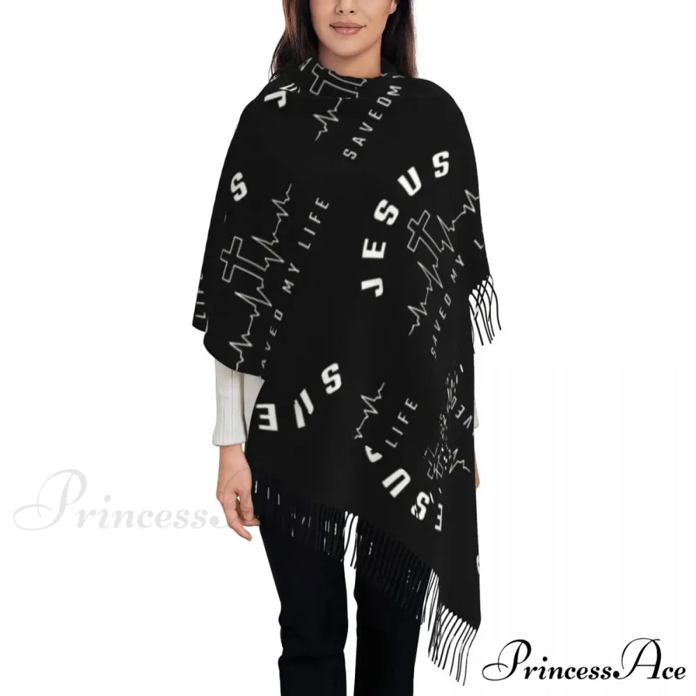 Jesus Saved My Life Warm Winter Christian Faith Shawl Wrap Scarf