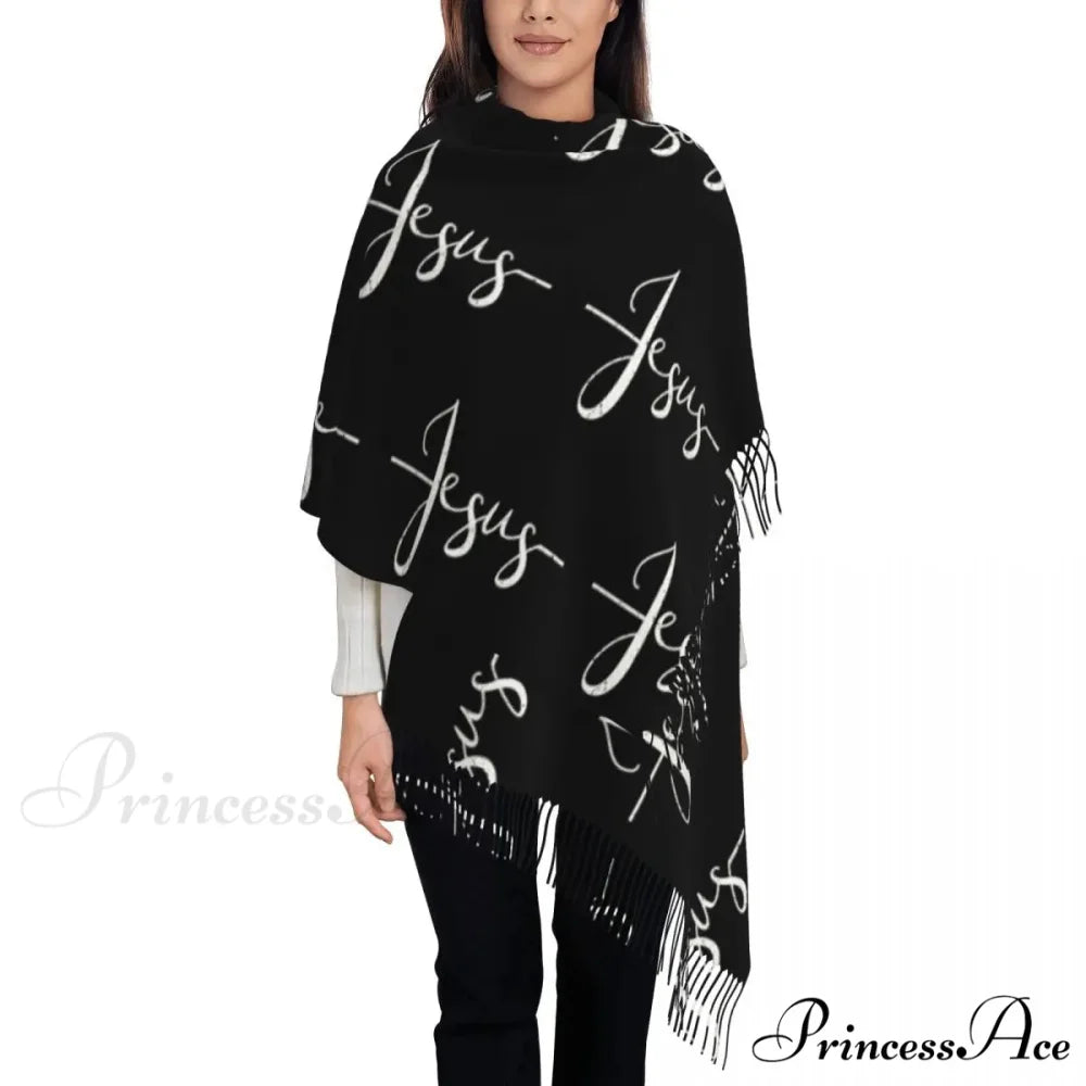Jesus Saved My Life Warm Winter Christian Faith Shawl Wrap Scarf