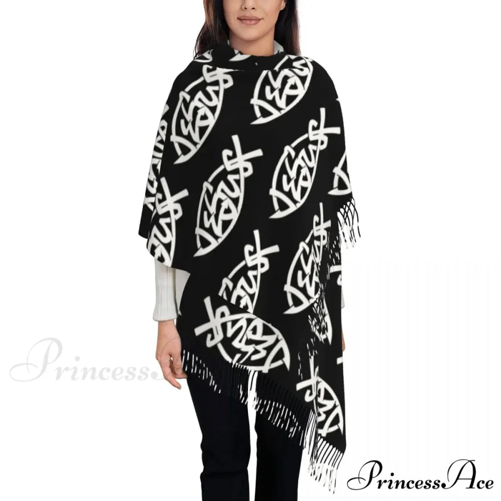 Jesus Saved My Life Warm Winter Christian Faith Shawl Wrap Scarf