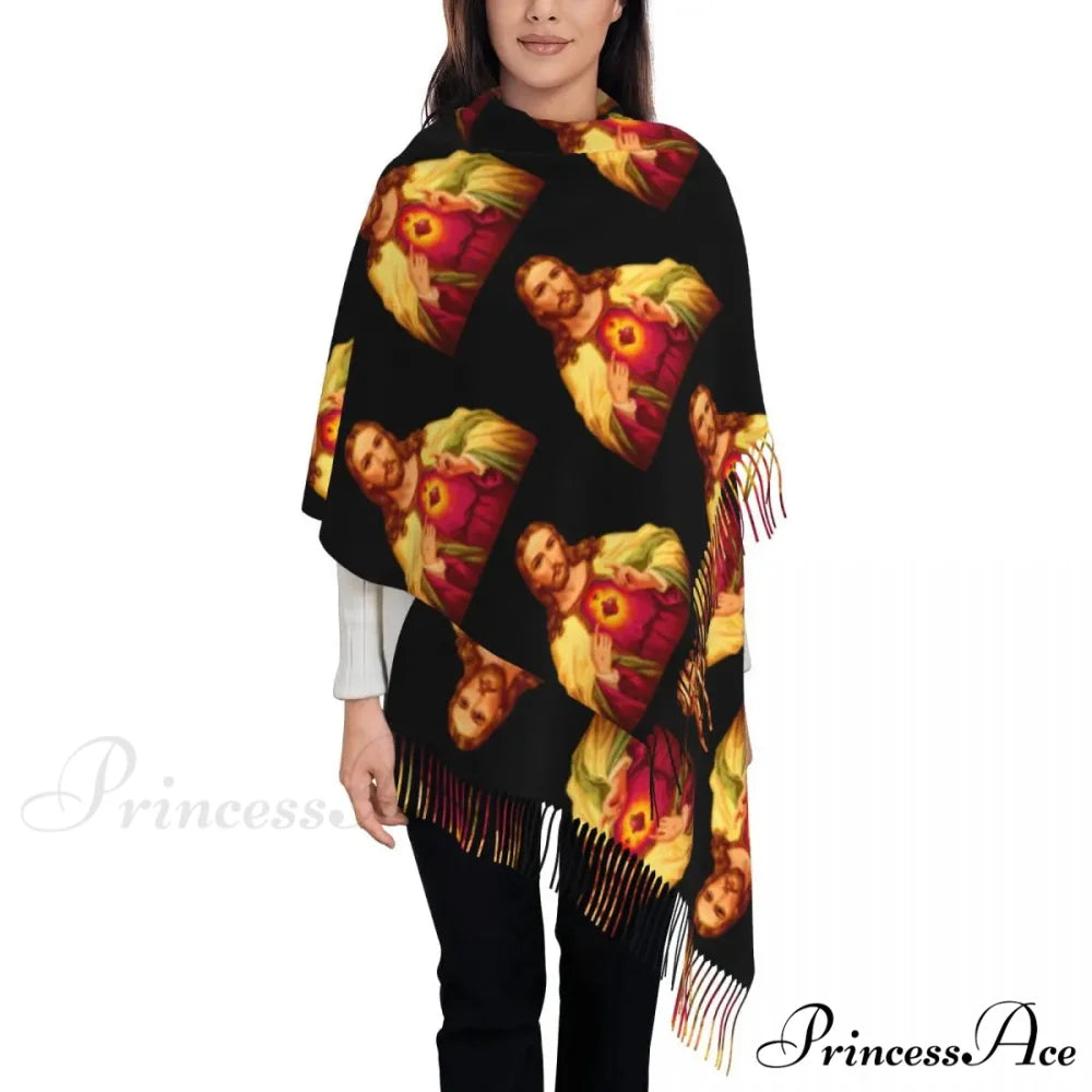 Jesus Saved My Life Warm Winter Christian Faith Shawl Wrap Scarf
