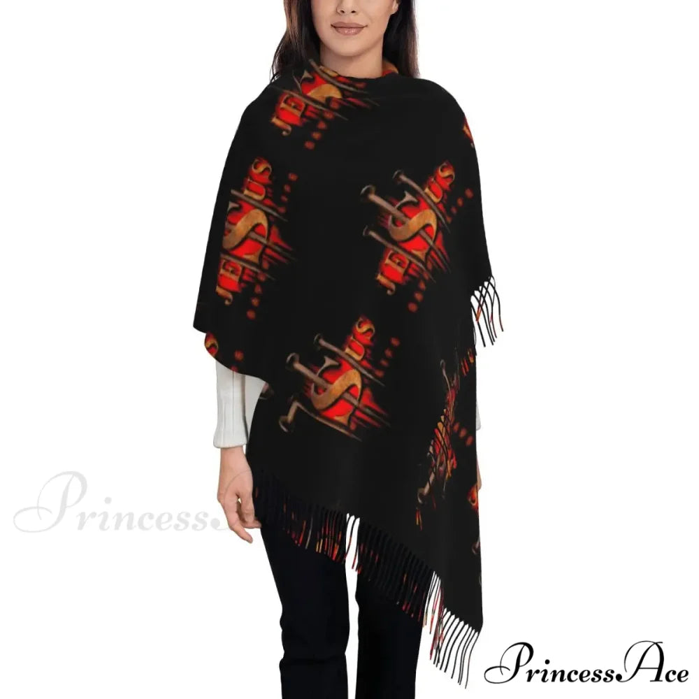 Jesus Saved My Life Warm Winter Christian Faith Shawl Wrap Scarf