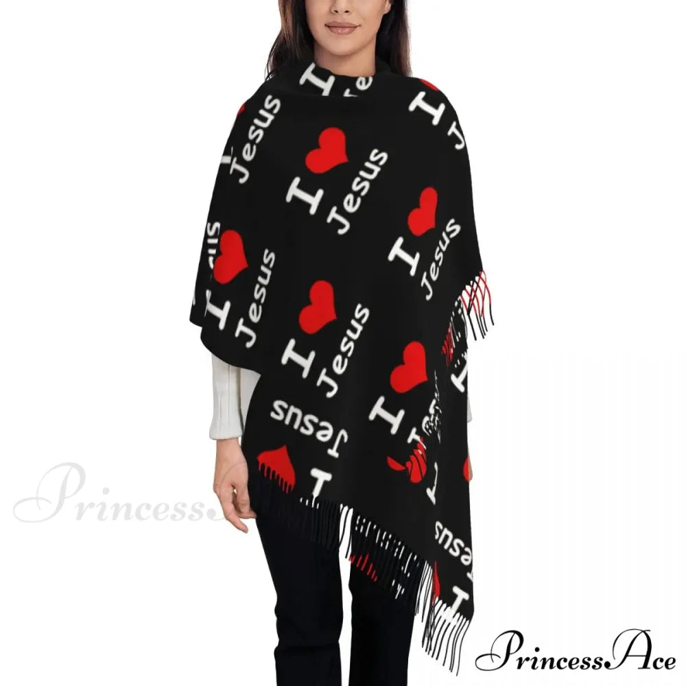 Jesus Saved My Life Warm Winter Christian Faith Shawl Wrap Scarf