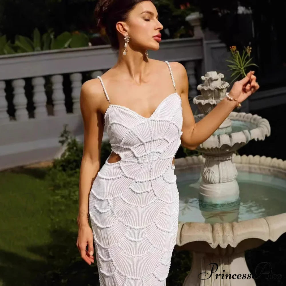 Jewel Adorned Sleeveless Bandage Formal Gown