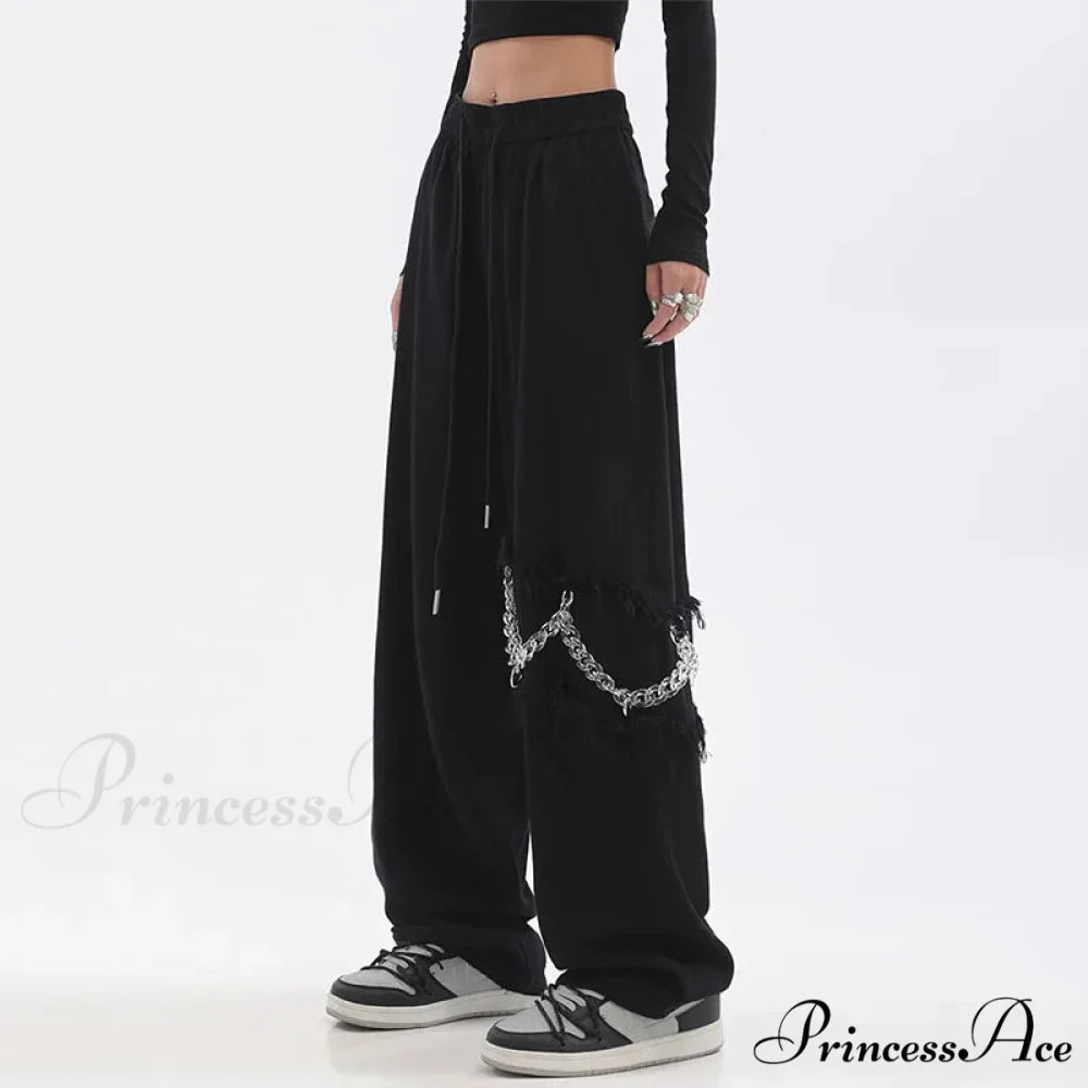 Joined Chain Stretchy Waist Trousers