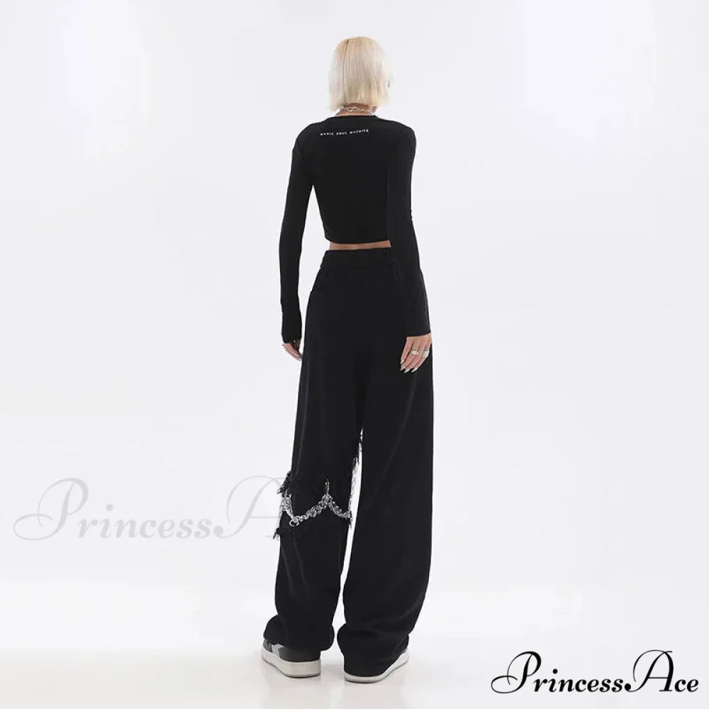 Joined Chain Stretchy Waist Trousers