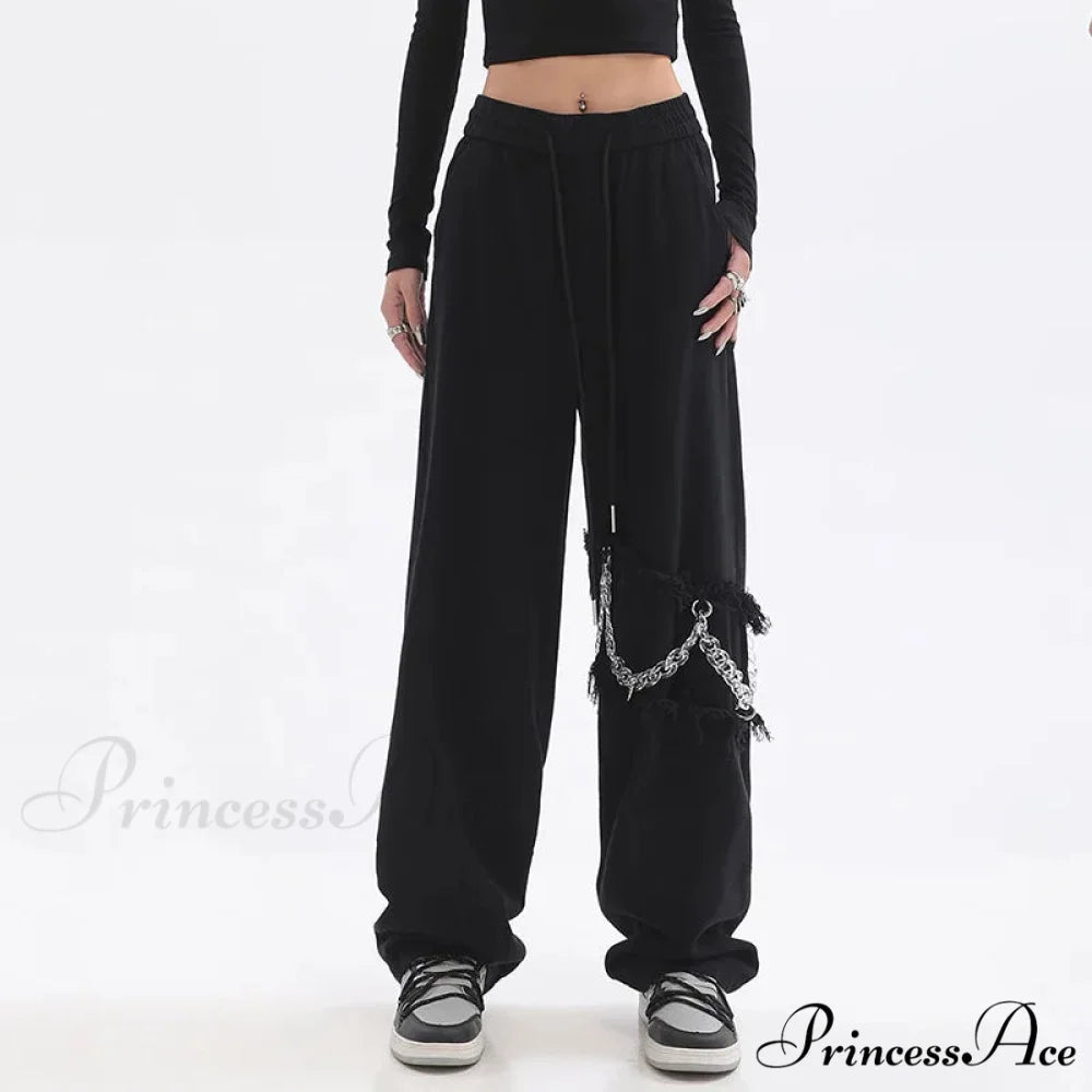 Joined Chain Stretchy Waist Trousers