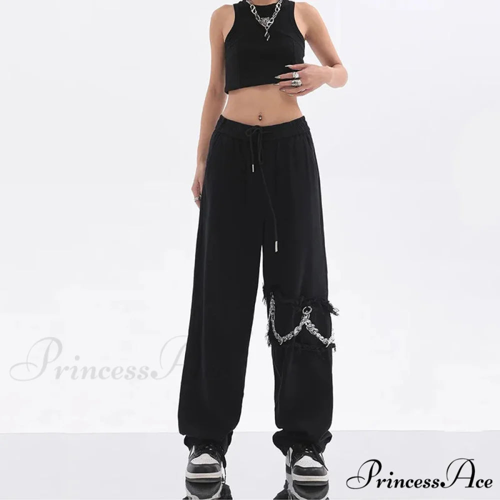 Joined Chain Stretchy Waist Trousers