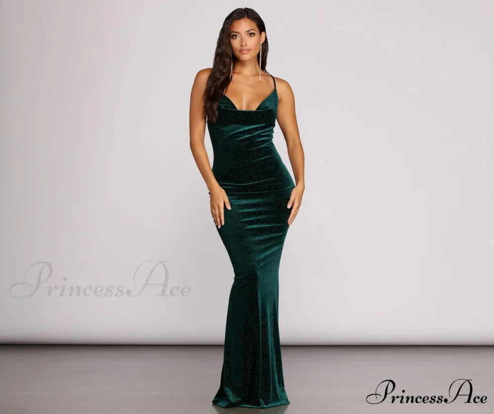 Jolene Formal Stylish Glitter Velvet Dress