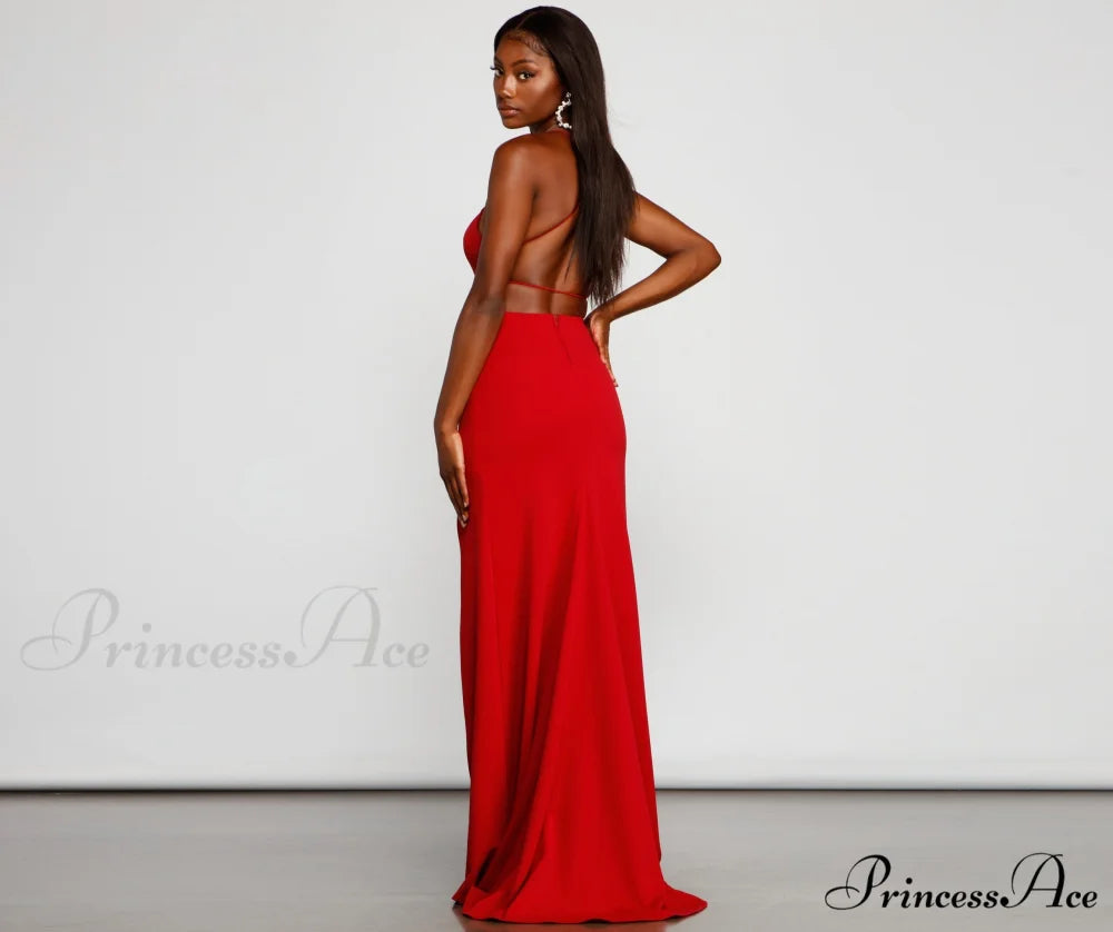 Jolie Formal High Charming Slit A-Line Dress