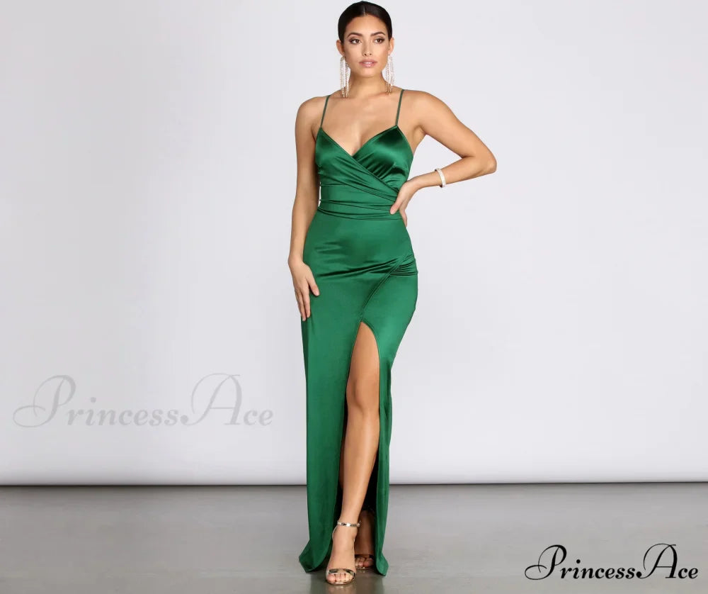 Jolina Wrap Stylish Skirt Satin Dress