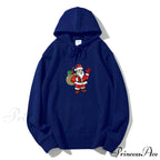 Jolly Santa Claus Cartoon Print Long Sleeve Chic Christmas Hoodie