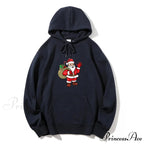 Jolly Santa Claus Cartoon Print Long Sleeve Chic Christmas Hoodie