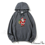 Jolly Santa Claus Cartoon Print Long Sleeve Chic Christmas Hoodie