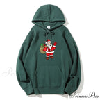 Jolly Santa Claus Cartoon Print Long Sleeve Chic Christmas Hoodie