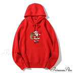 Jolly Santa Claus Cartoon Print Long Sleeve Chic Christmas Hoodie