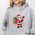 Jolly Santa Claus Cartoon Print Long Sleeve Chic Christmas Hoodie