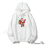 Jolly Santa Claus Cartoon Print Long Sleeve Chic Christmas Hoodie