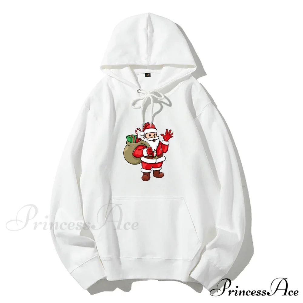 Jolly Santa Claus Cartoon Print Long Sleeve Chic Christmas Hoodie