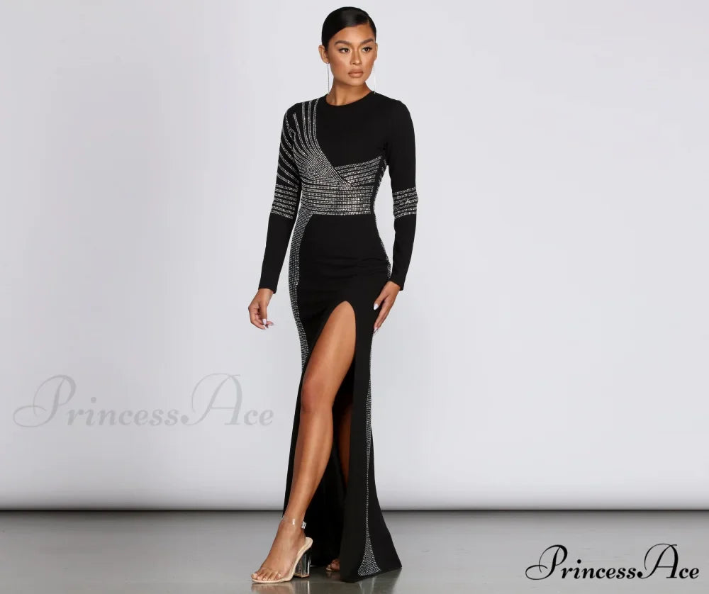 Julie Heat Stone Charming High Slit Formal Dress